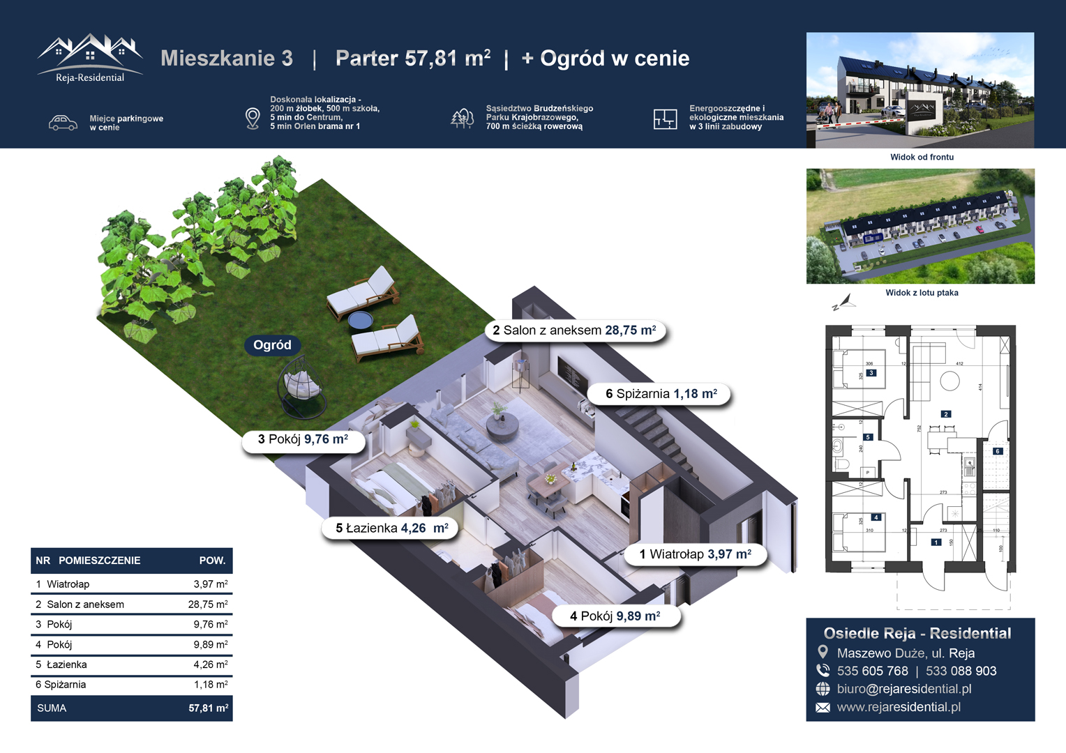 Mieszkanie nr 3 Płock Nowe mieszkania w Maszewie dużym Reja koło Płock