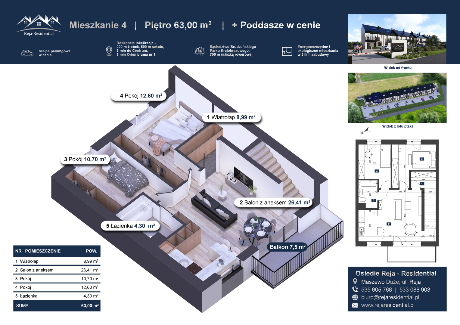 Mieszkanie nr 4 Płock Nowe mieszkania w Maszewie dużym Reja koło Płock
